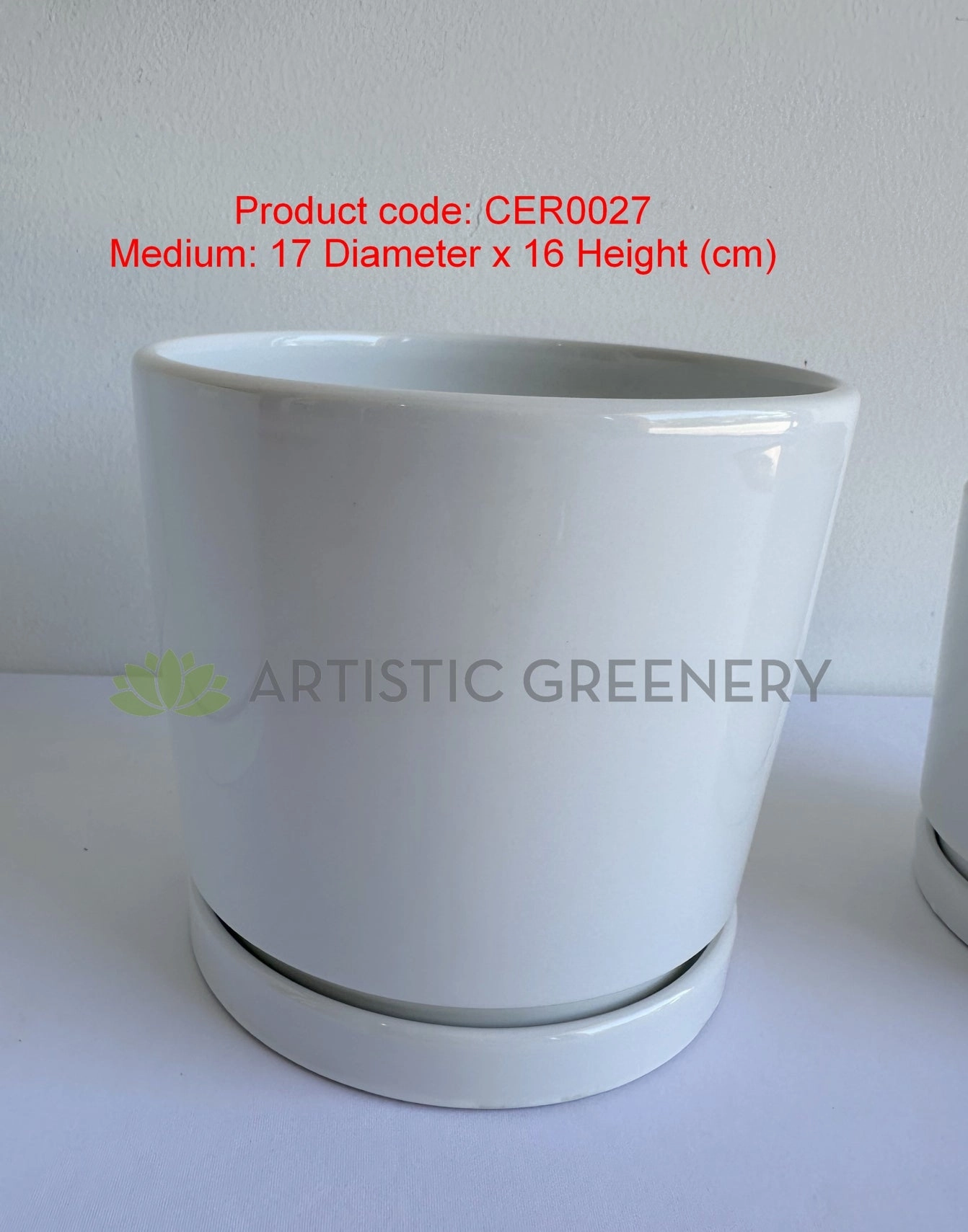 CER0027WHI Straight Cylinder Ceramic Pots - White Gloss - 3 Sizes