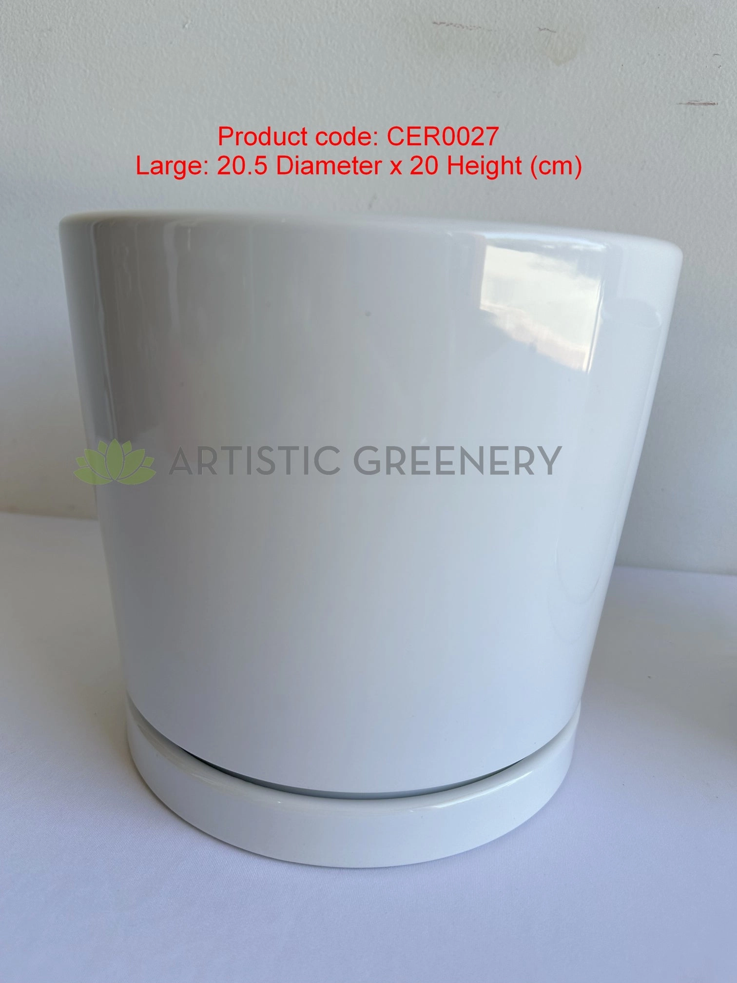 CER0027WHI Straight Cylinder Ceramic Pots - White Gloss - 3 Sizes