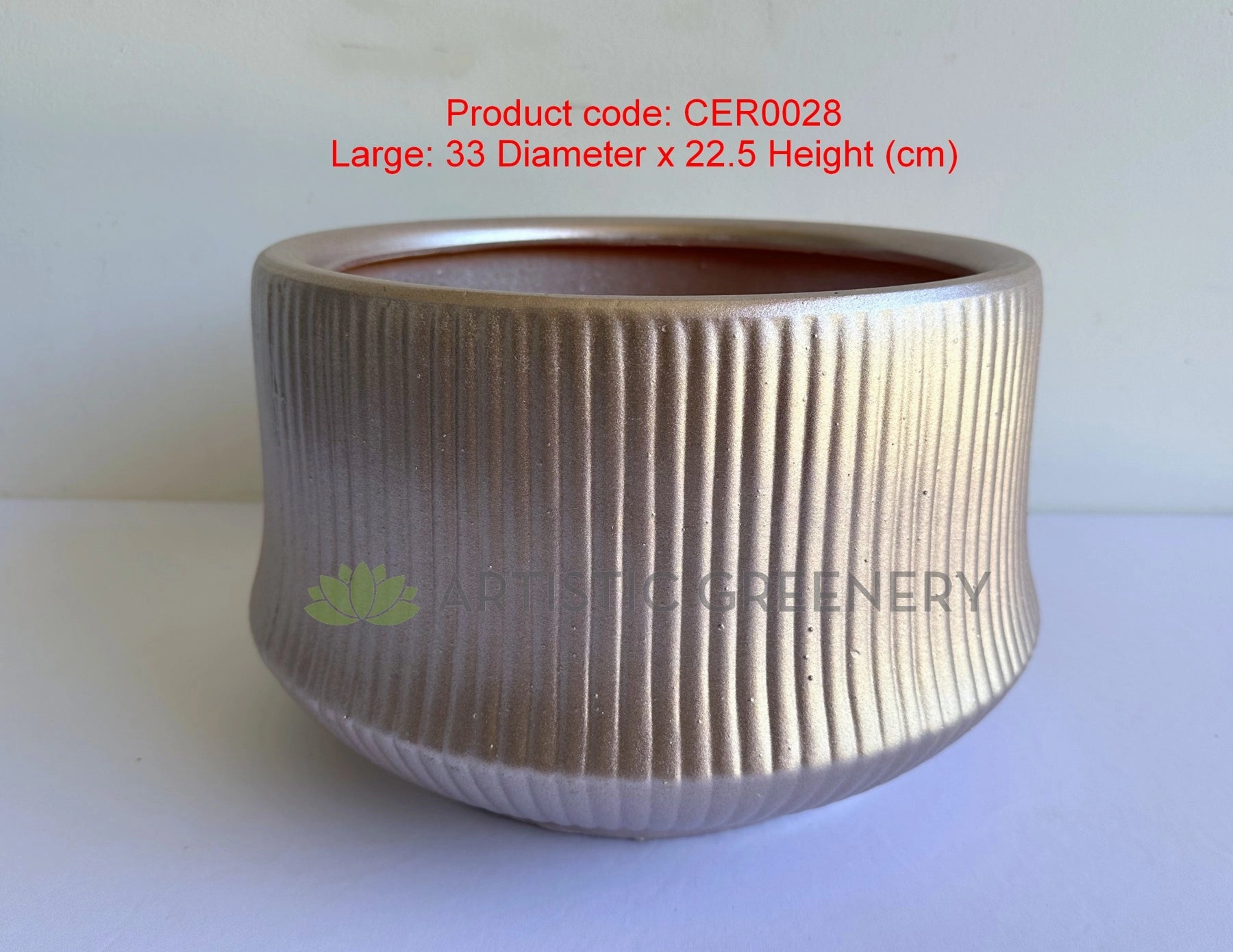 CER0028 Rose Pink Ribbed Ceramic Pots - 2 Sizes