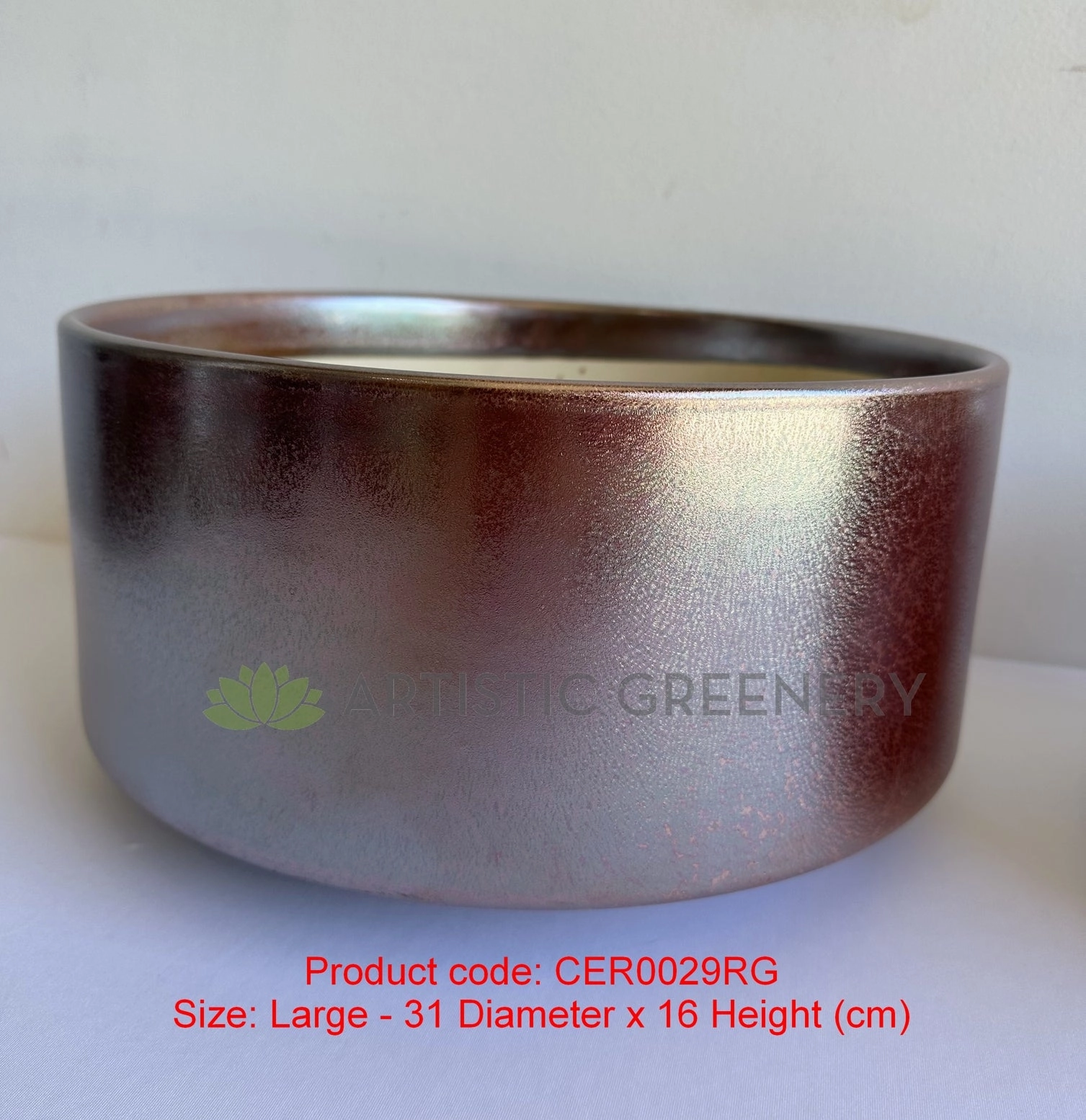 CER0029RG Rose Gold Round Ceramic Planter - 3 Sizes