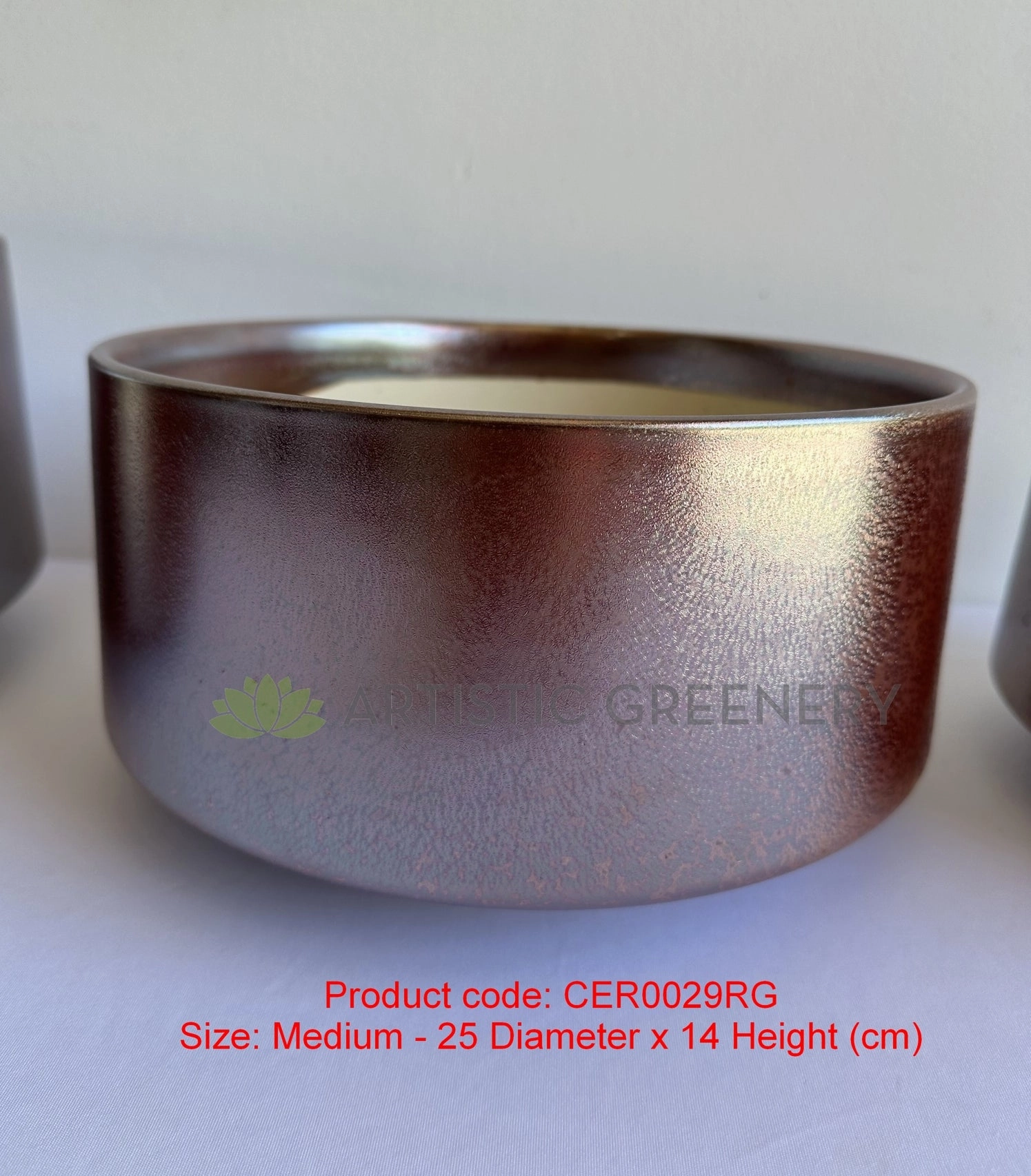 CER0029RG Rose Gold Round Ceramic Planter - 3 Sizes