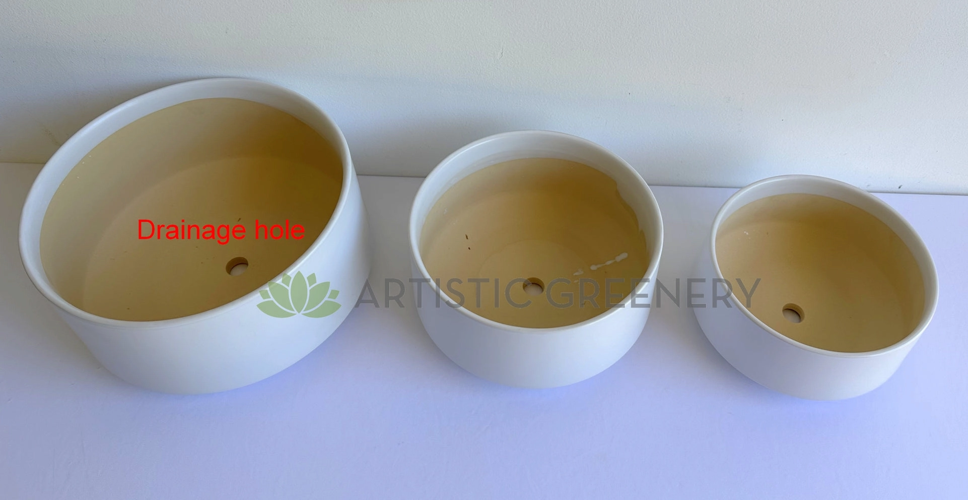 CER0029WHI White Round Ceramic Planter - 3 Sizes
