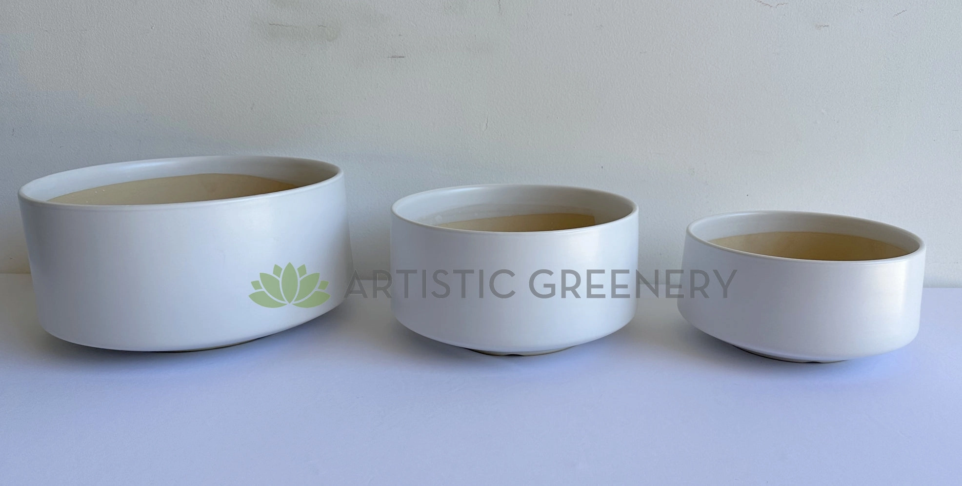CER0029WHI White Round Ceramic Planter - 3 Sizes