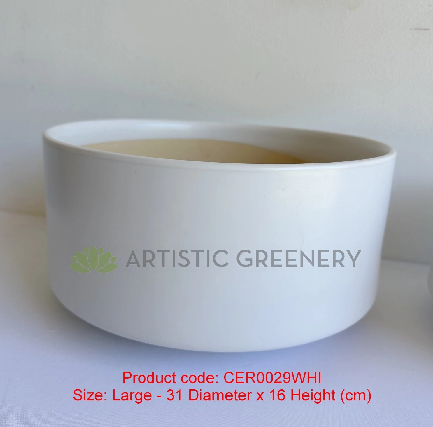 CER0029WHI White Round Ceramic Planter - 3 Sizes