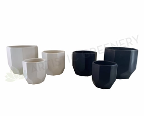CER-FB81 Octagon Ceramic Pots  - Black / White - 3 Sizes outdoor greenery  