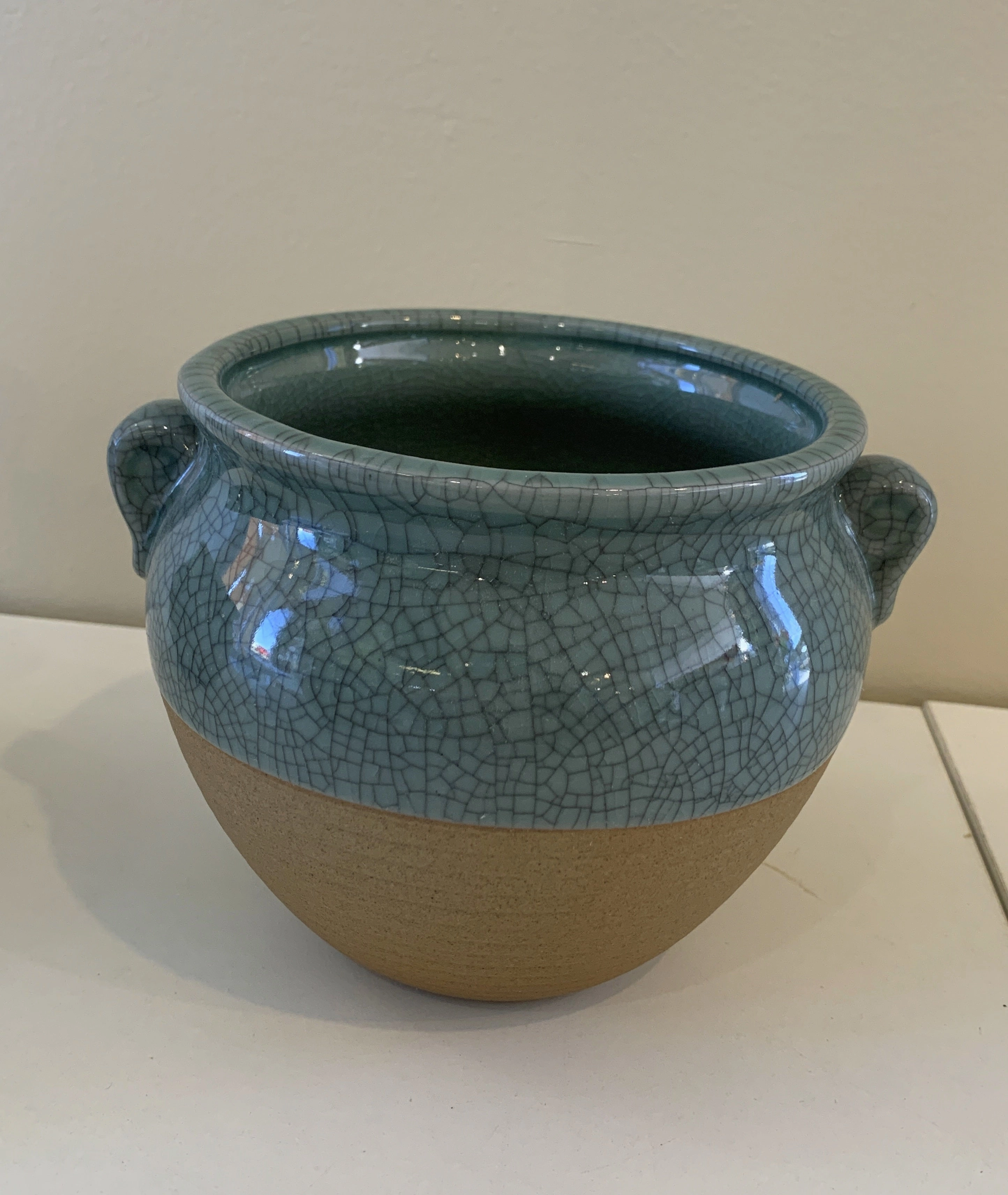 CER-T8003-101 Half Glazed Ceramic Pot/Urn- 3 Colours