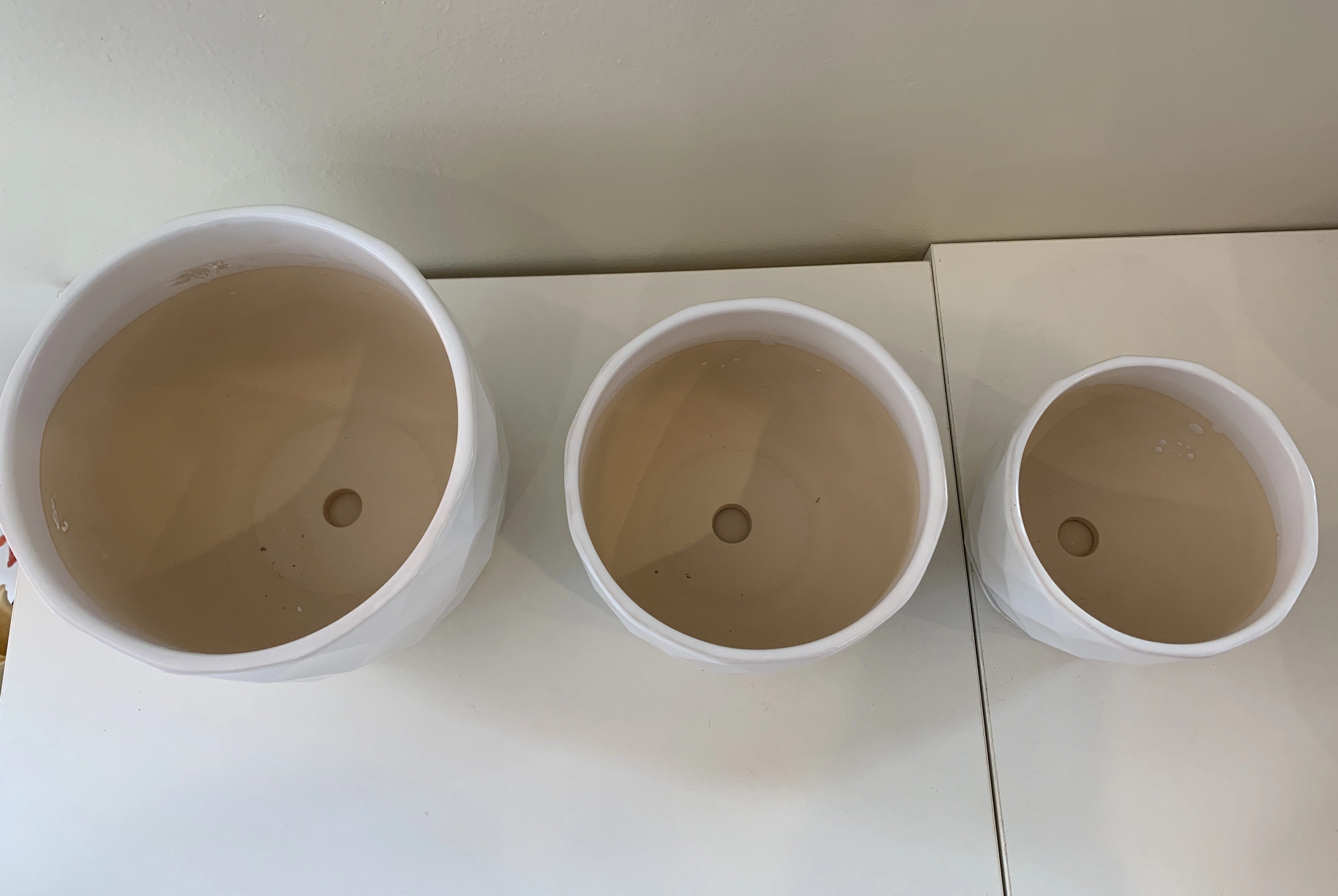 CER-XY045 Diamond Pattern Round Ceramic Pots  - Black / White - 3 Sizes