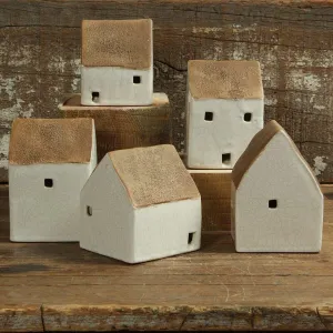 Ceramic Cottages Set dried flowers  