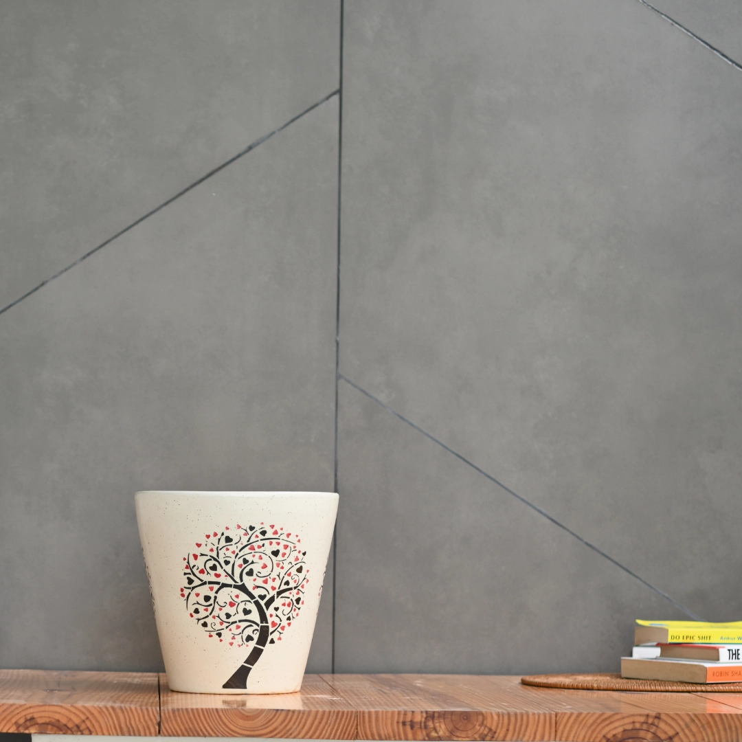 Ceramic Cone Pot With Tree Print