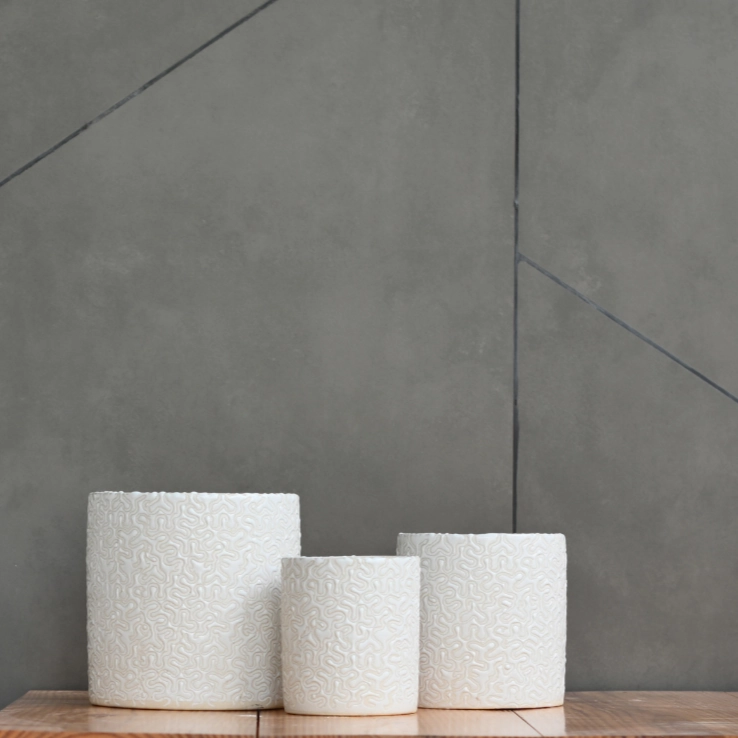 Ceramic Cylender 3D Pot (White)
