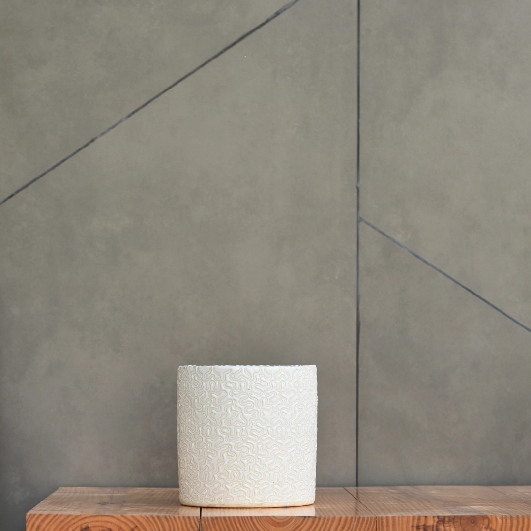 Ceramic Cylender 3D Pot (White)