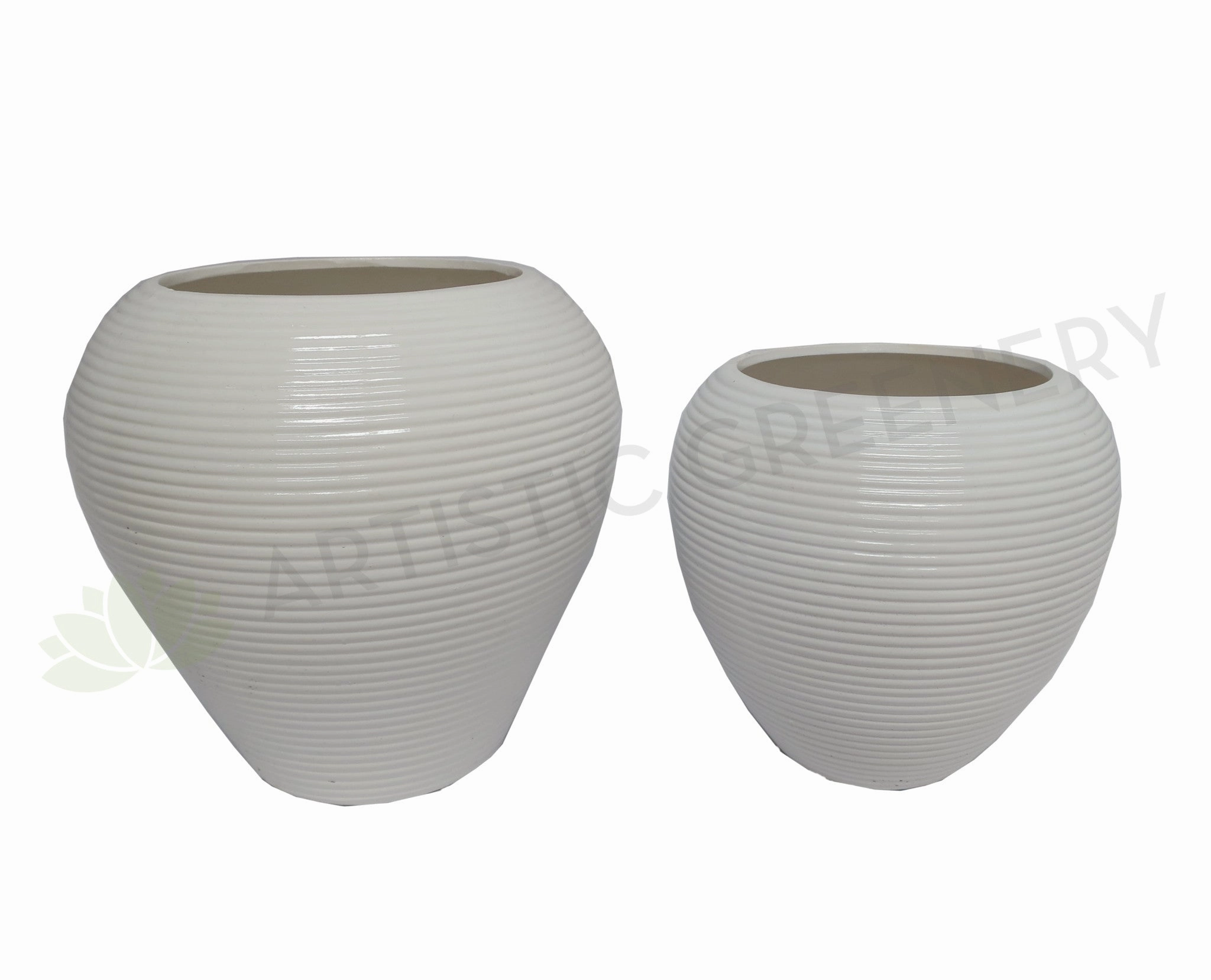 Ceramic Round Vase - Black / White