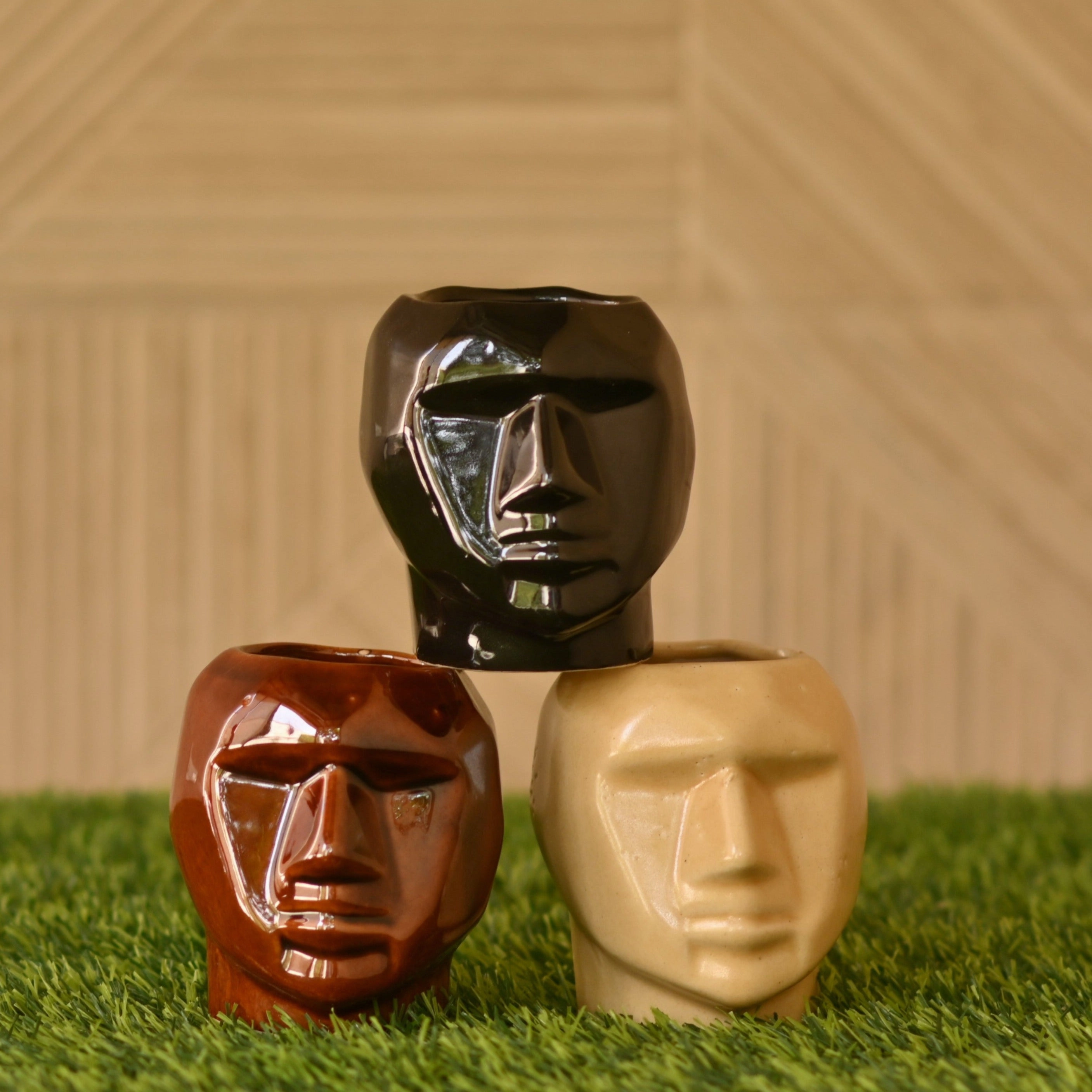 Ceramic Small Face Mask Pot/Planter shade perennial  