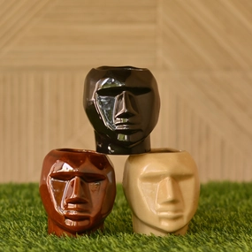 Ceramic Small Face Mask Pot/Planter hanging green plant  