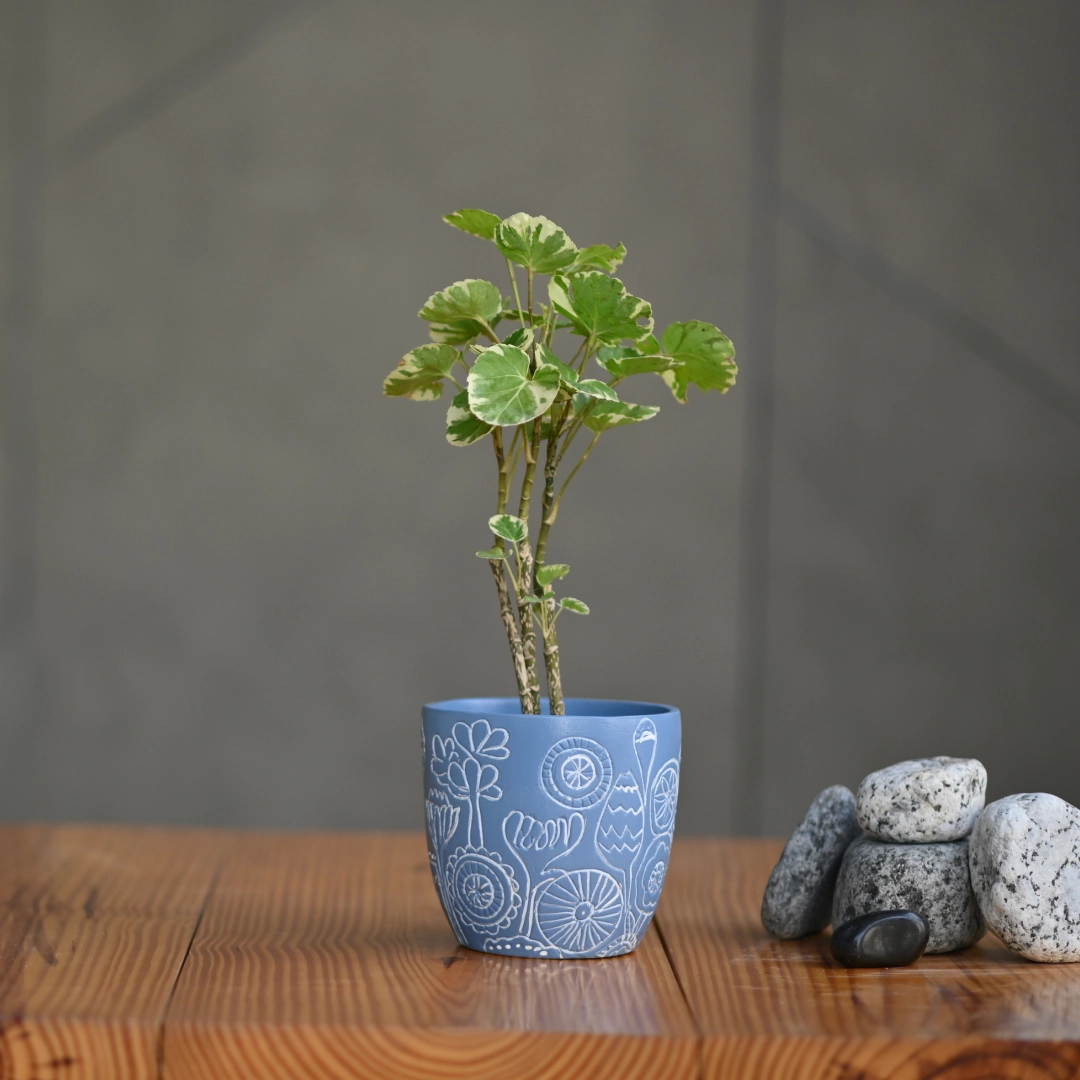 Ceramic Tribal Print Pot (Blue)