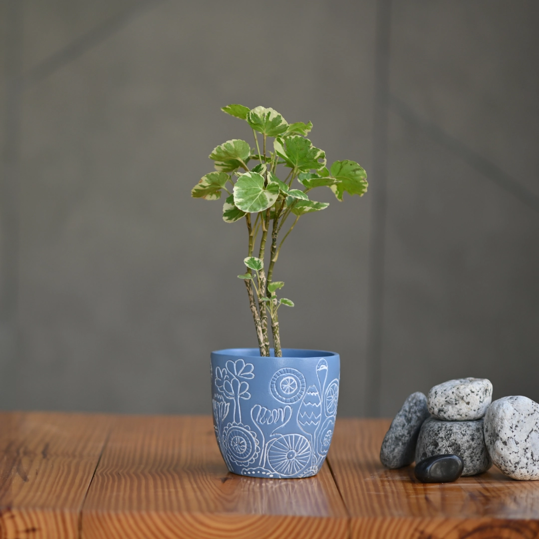 Ceramic Tribal Print Pot (Blue)