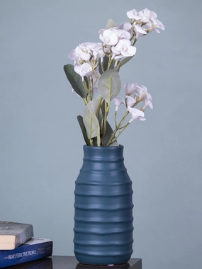 Ceramic, Vase, Engraved, Glossy : Finish, Multicolor dried green plant  