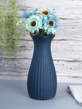 Ceramic, Vase, Floral Mouth, Matt : Finish, Multicolor dried green plant  