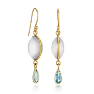 Chalcedony & Blue Topaz Moon Phase Drop Earrings