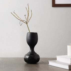 Chalice Black Enamel Vase outdoor greenery  