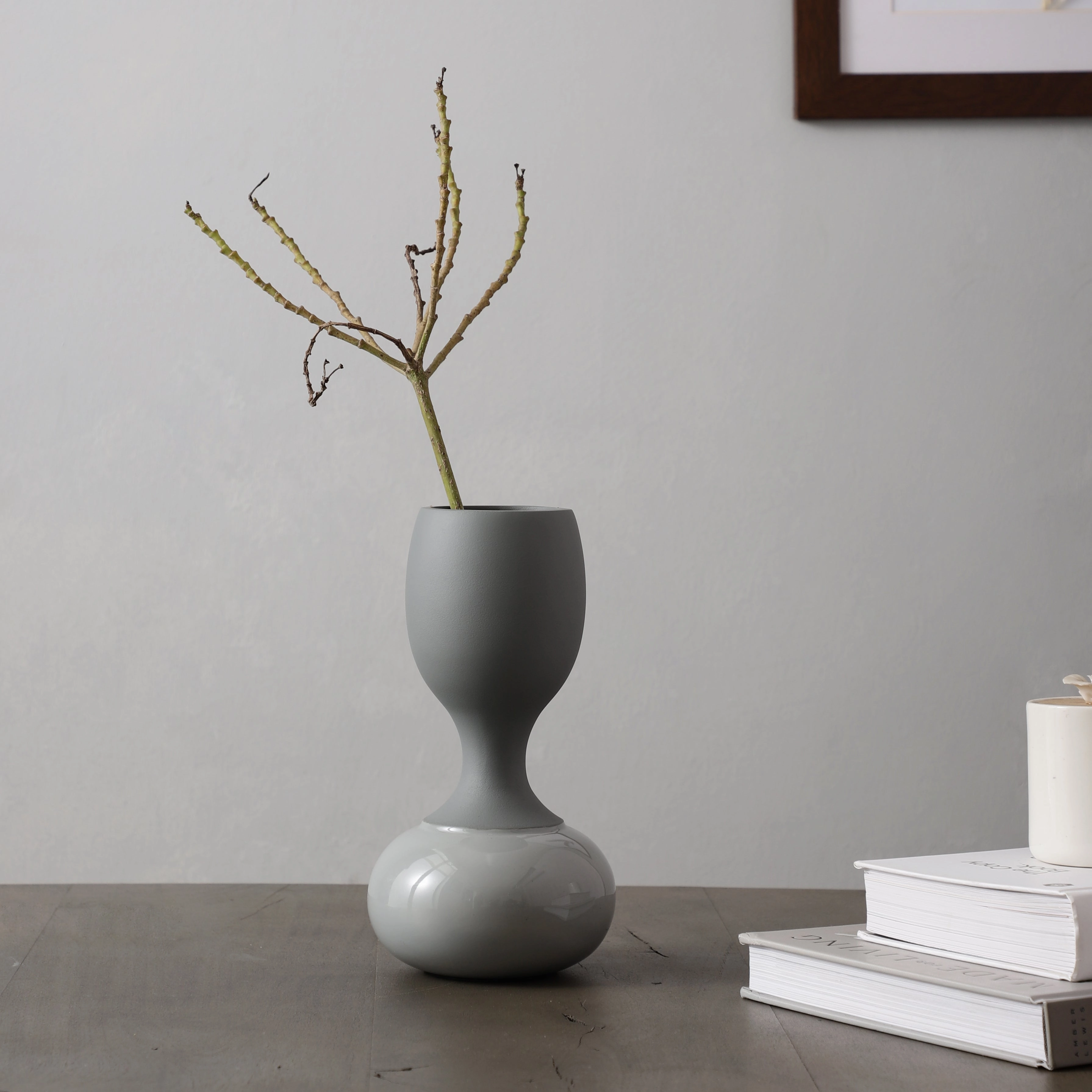 Chalice Grey Enamel Vase outdoor greenery  