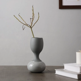 Chalice Grey Enamel Vase outdoor greenery  