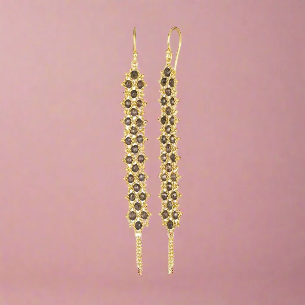 Champagne Diamond Woven Textile Earrings