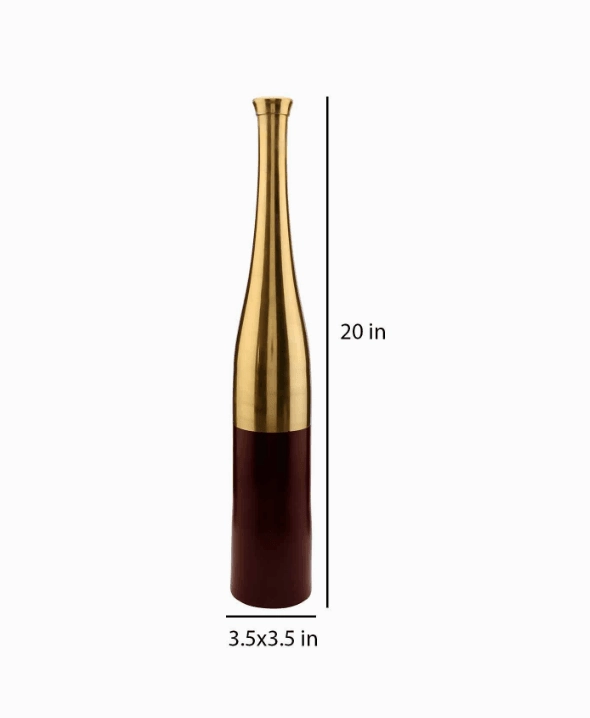 Champagne Bottle Scarlet Red & Gold (Large) Aluminium Table Vase,