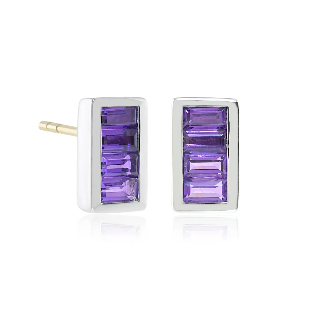 Channel-Set Earrings in Amethyst