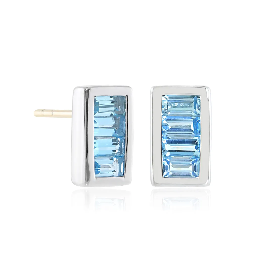 Channel-Set Earrings in Swiss Blue Topaz