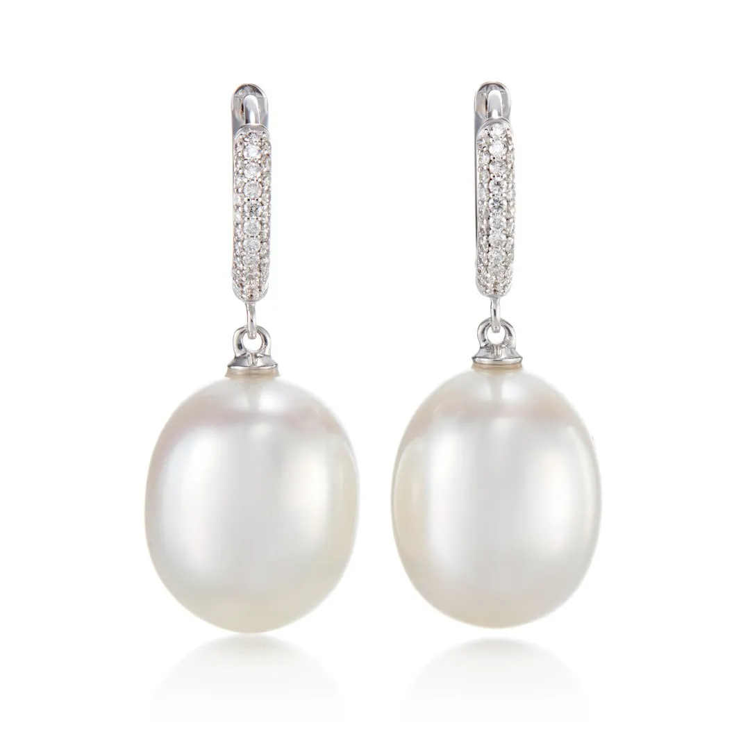 Chelsea Earrings in South Sea Pearls & Diamonds