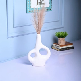 Chic White Ceramic Vase dried green plant  
