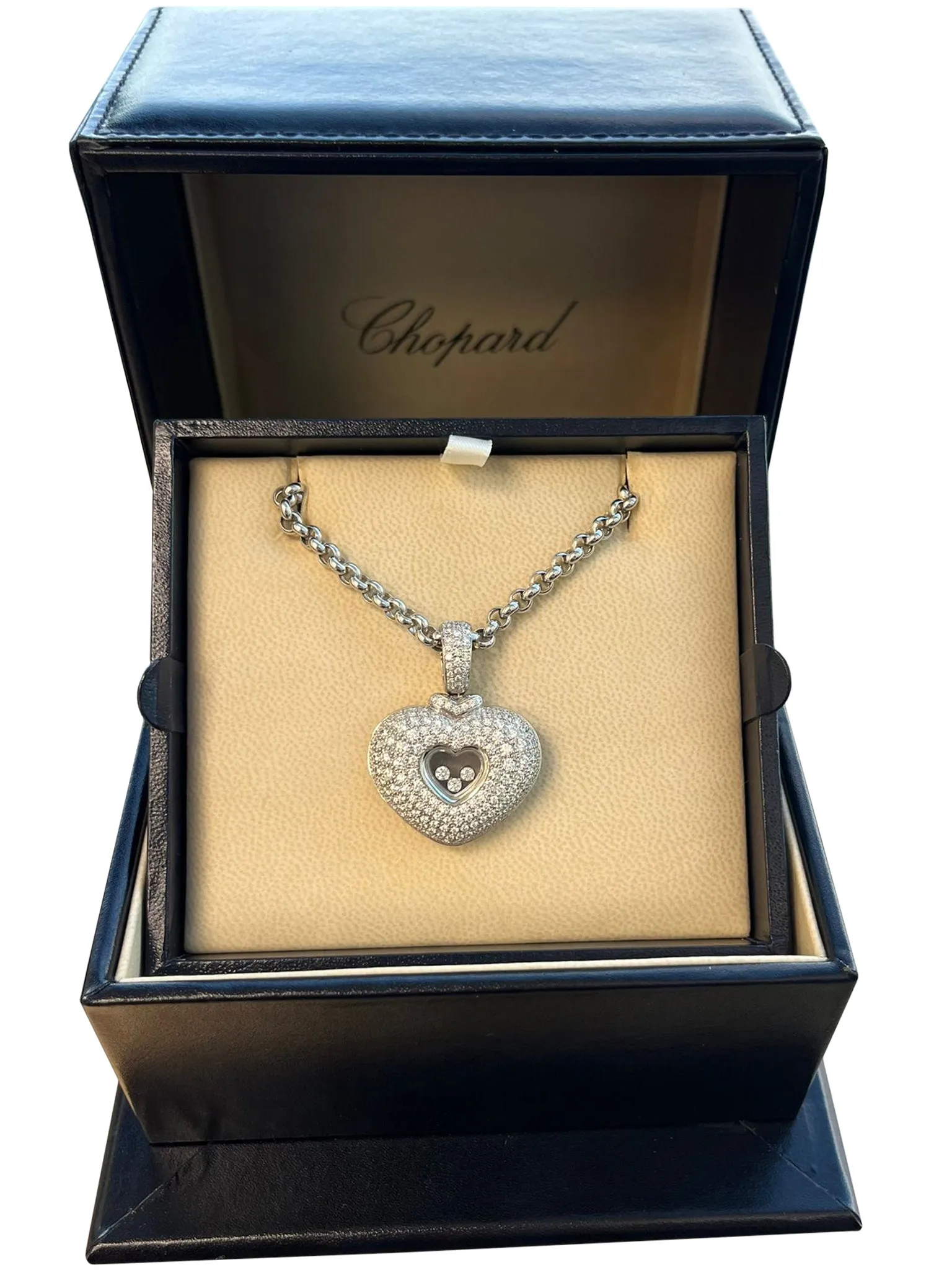Chopard Happy Diamonds 2.50 Carat 18K White Gold VVS Diamond Pendant Necklace