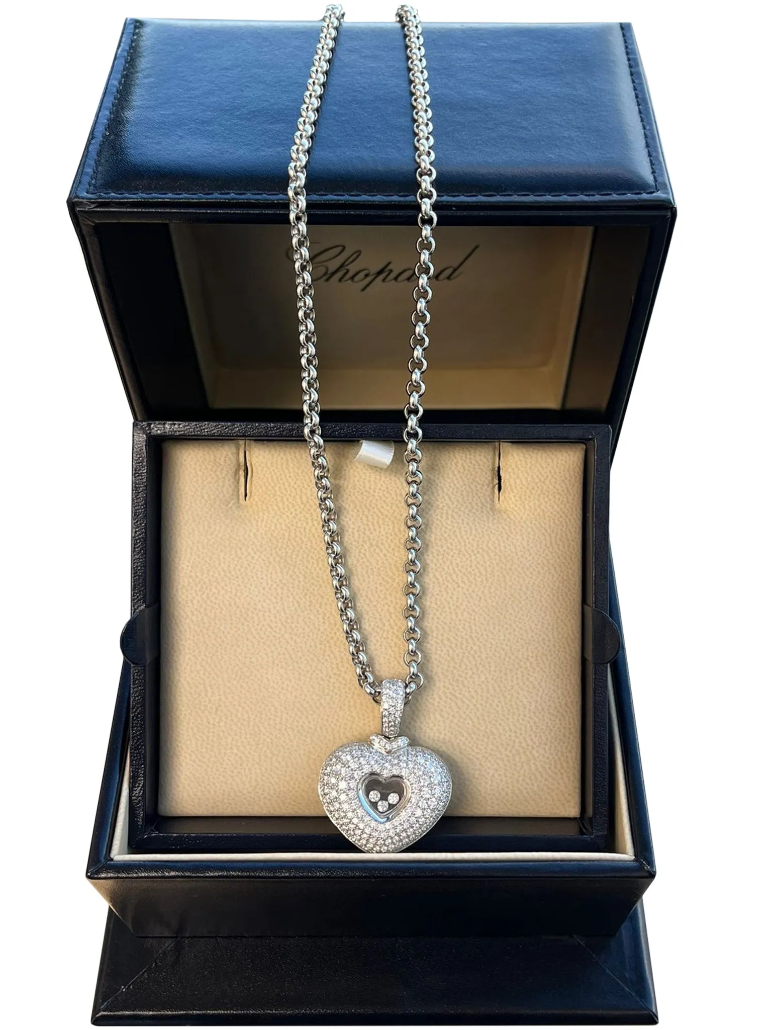 Chopard Happy Diamonds 2.50 Carat 18K White Gold VVS Diamond Pendant Necklace
