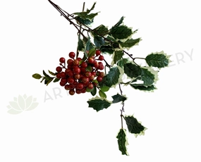 Christmas Holly Foliage 80cm (LEA0086) & Red Berries 33cm (F0165) outdoor greenery  