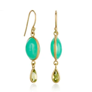 Chrysoprase & Peridot Moon Phase Drop Earrings