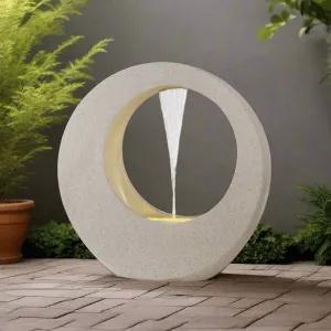 Circular Water Feature White - Small dried flowers  
