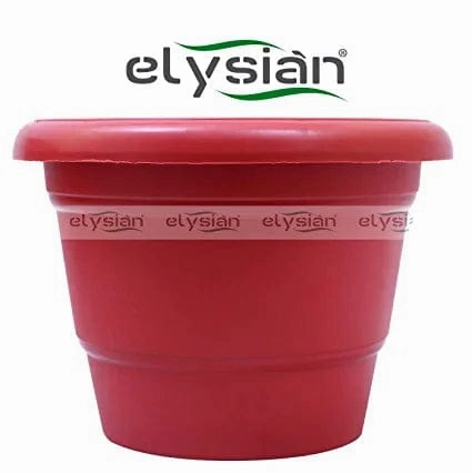 Circular Shape Plastic Pot (13 cms), Brown