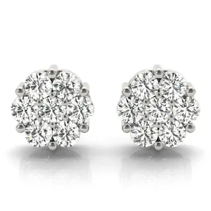 Classic 2.80 carat Diamond Cluster Stud Earrings