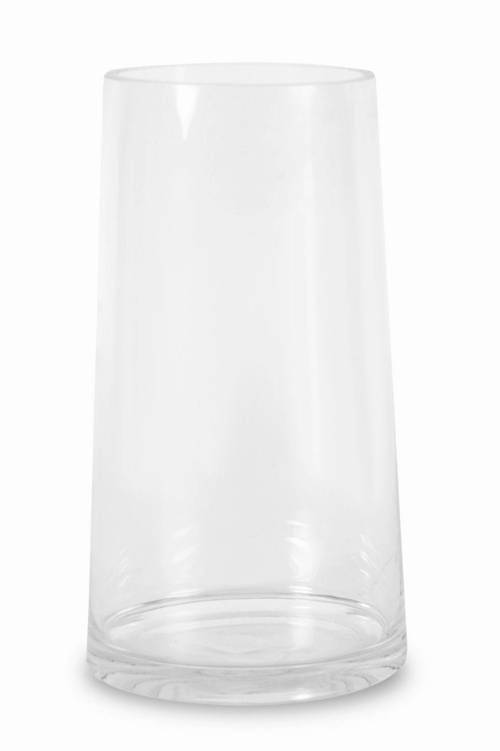 Clear Glass 10"x 5" Tapered Round Reverse Vase dried green plant  