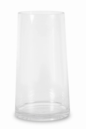 Clear Glass 10"x 5" Tapered Round Reverse Vase dried green plant  