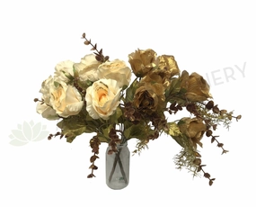 Clearance Stock - Rose Bunch 46cm Cream & Gold outdoor greenery  