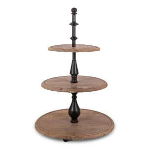 Colonial Iron and Wood Tiered Display Stand dried flowers  