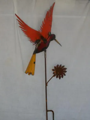 Colorful Hummingbird with Flower Stake decorative plants  