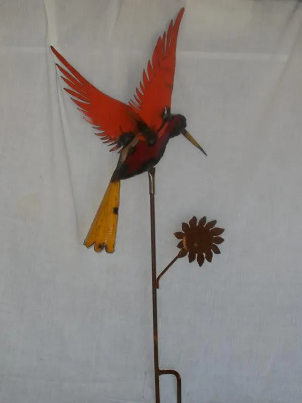 Colorful Hummingbird with Flower Stake decorative plants  