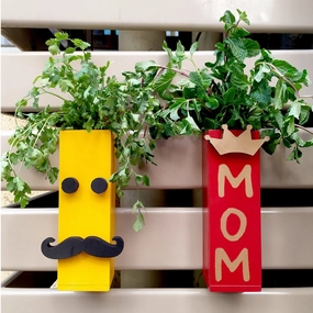 Combo for mom and dad Magnetic Hydroponic or Artificial Plants Holder classic flowerpot  