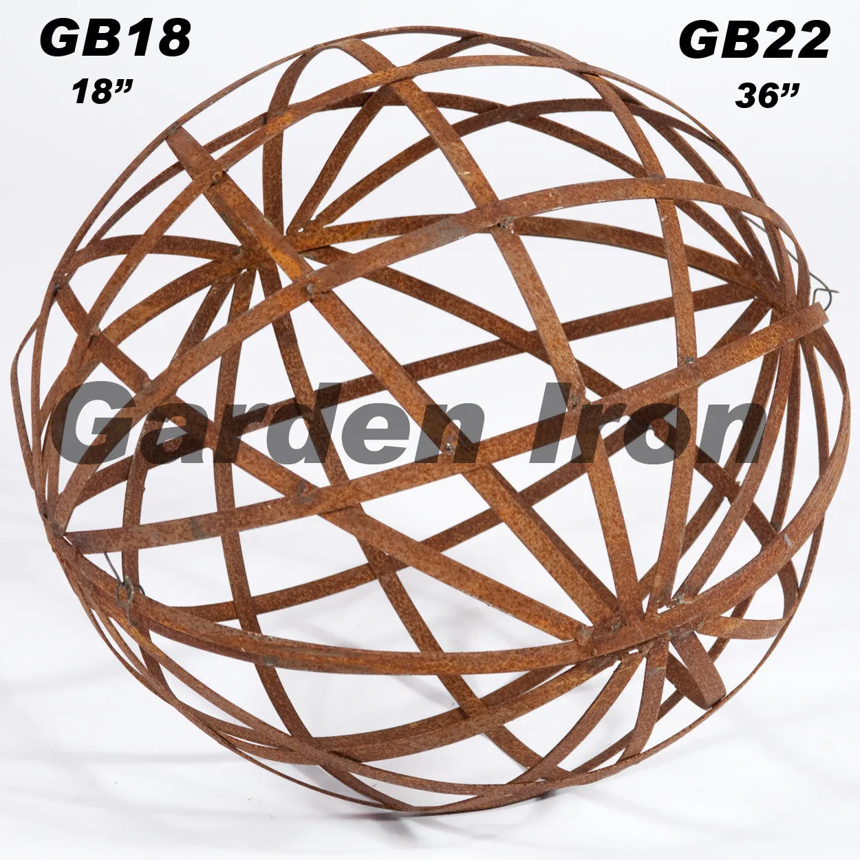 Container Industrial Flat Strap 3-D Metal 18" Strap Ball decorative plants  