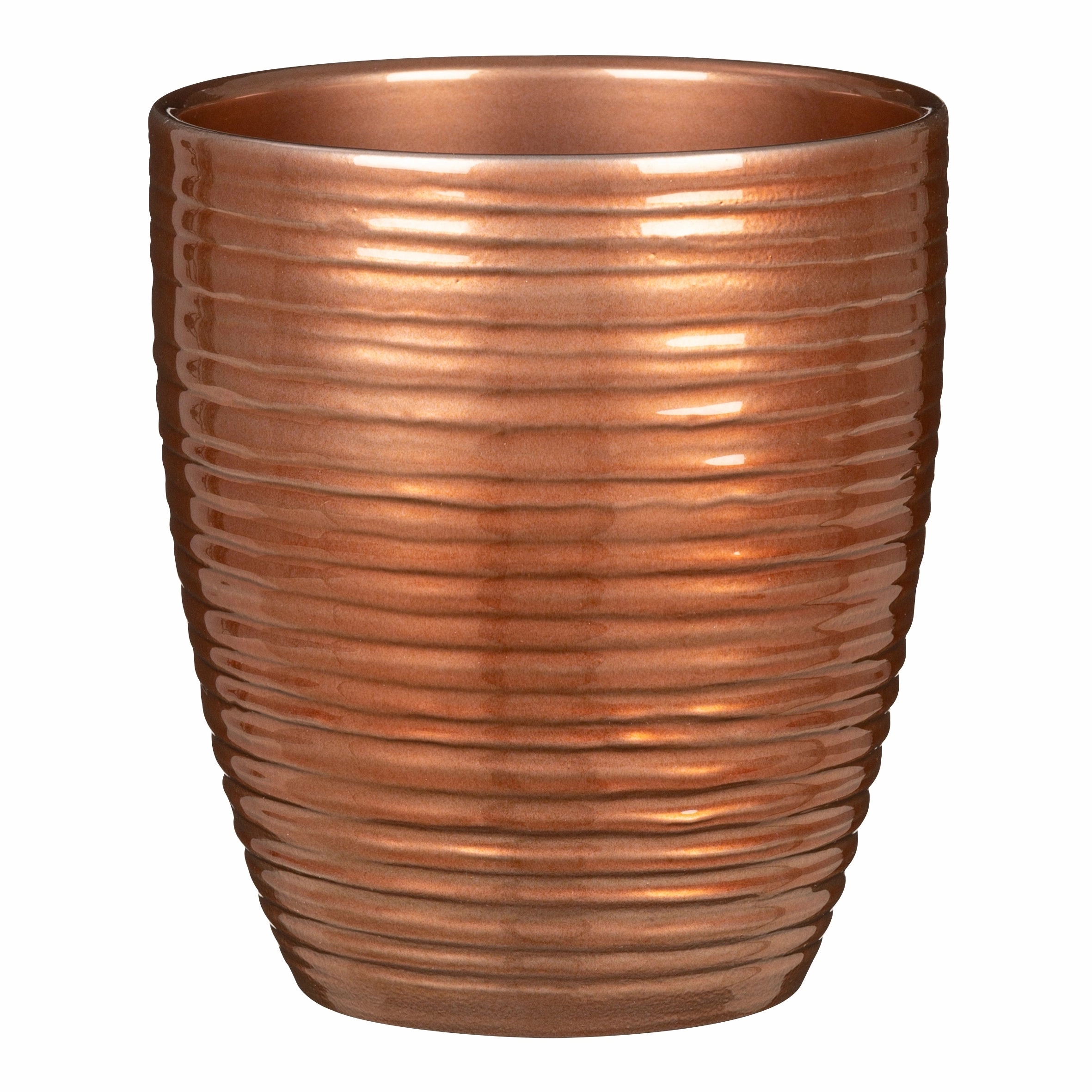 Copper Indoor Ceramic Cover Pot Brilliant Copper (669) tall green plant  