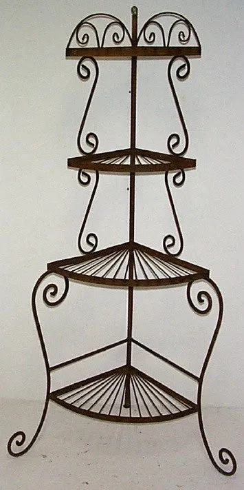 Corner Baker's Rack with 4 Shelves decorative plants  