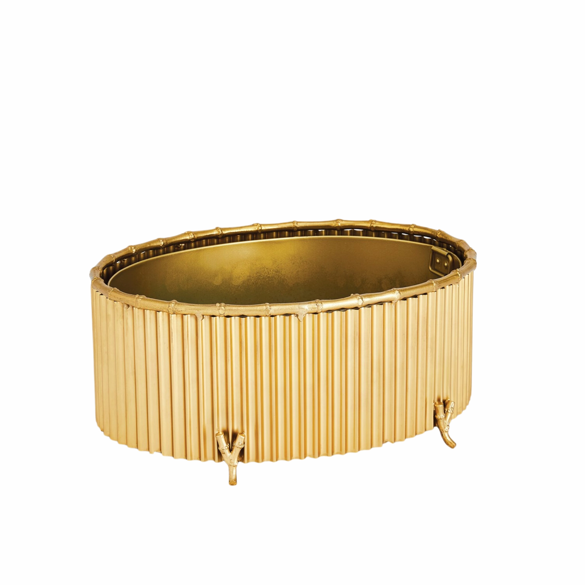 Corrugated Brass Cachepot